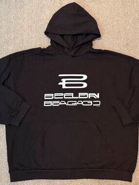 Balenciaga Distressed Unisex Drop Shoulder Hoodie washed black sz M